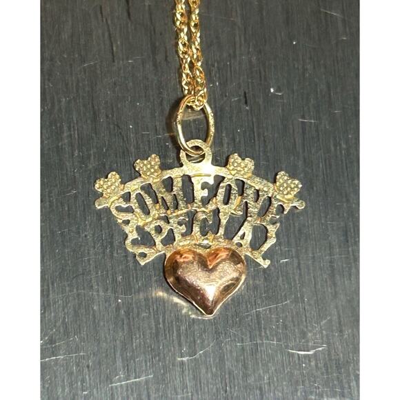 14k solid yellow gold rose heart someone special pendant charm necklace 18.5”